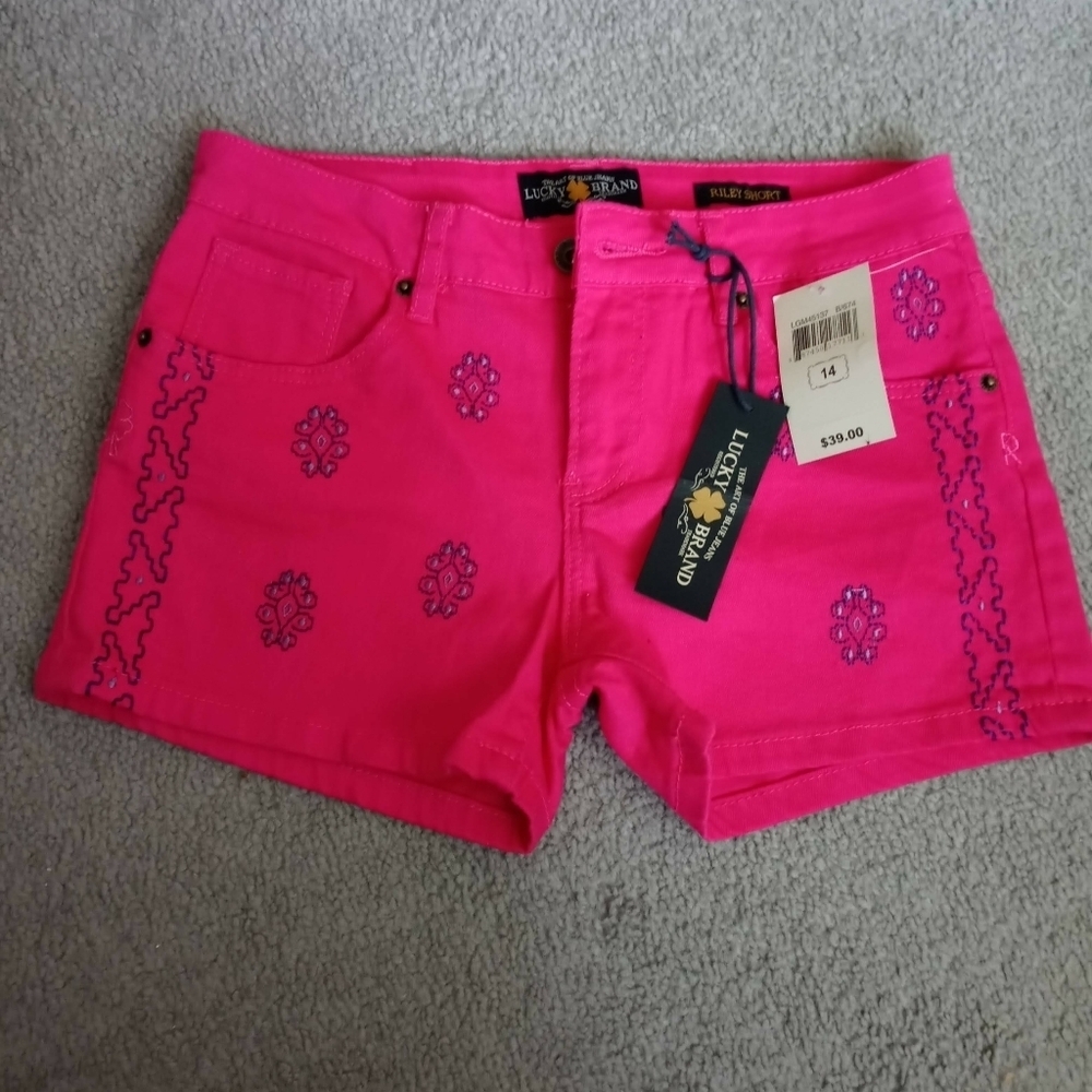 Lucky Brand brand new size 14 pink youth girls shorts